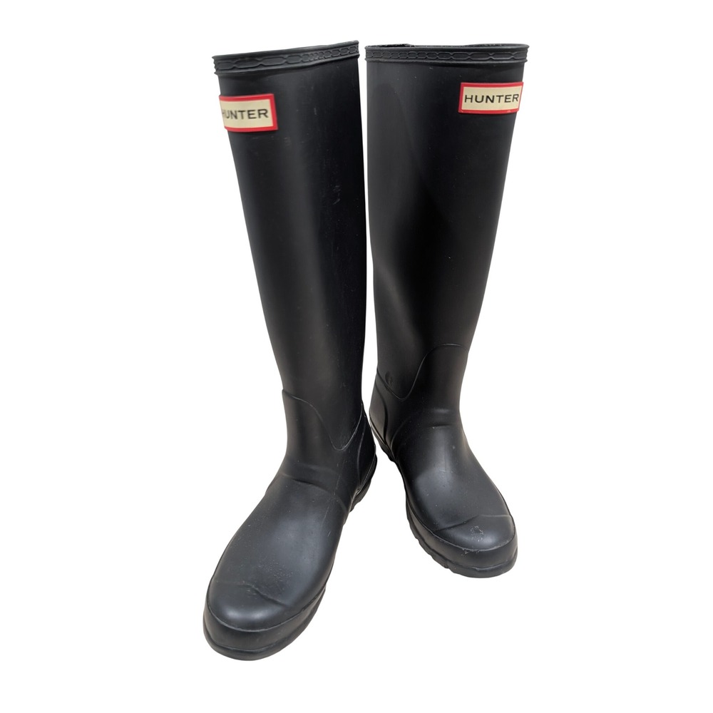 Hunter Original Wellies Tall Matte Black Rain Boots Womens 7M 6F EU 37